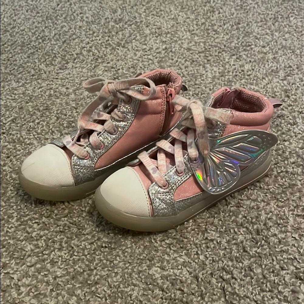Pink and Silver Kids Shoes with Wings